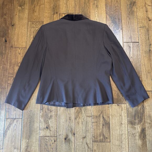 Kasper For A.S.L Chocolate Brown Skirt Suit 2 Pc Set Size 16 Velvet Collar - Picture 15 of 15